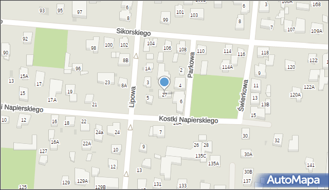 Warszawa, Kostki Napierskiego Aleksandra, 27, mapa Warszawy