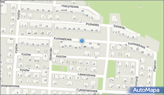 Warszawa, Konwaliowa, 54, mapa Warszawy