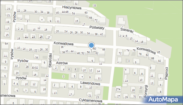 Warszawa, Konwaliowa, 58, mapa Warszawy