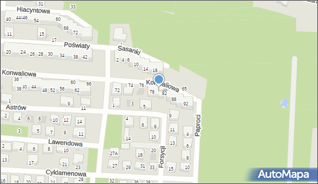 Warszawa, Konwaliowa, 80, mapa Warszawy