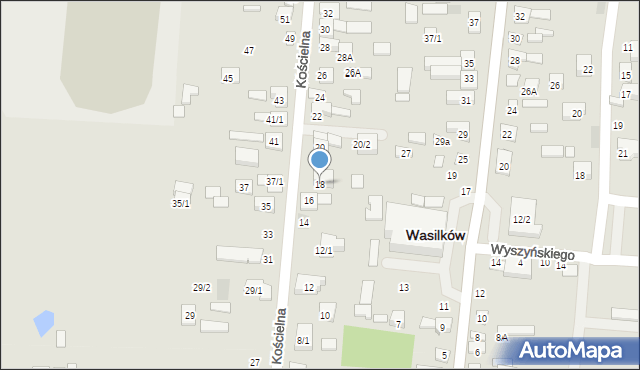 Wasilków, Kościelna, 18, mapa Wasilków