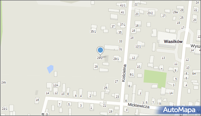 Wasilków, Kościelna, 29/2, mapa Wasilków