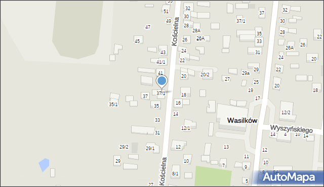 Wasilków, Kościelna, 37/1, mapa Wasilków