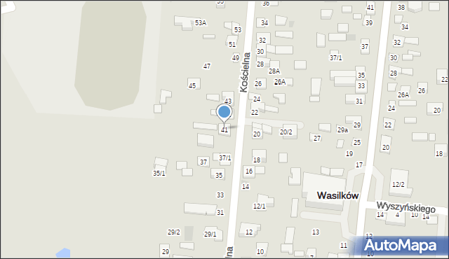 Wasilków, Kościelna, 41, mapa Wasilków