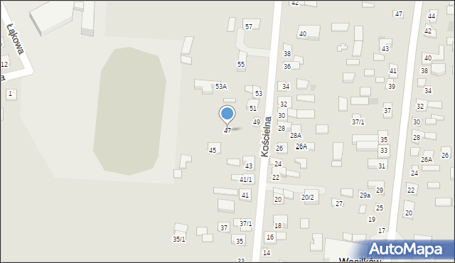 Wasilków, Kościelna, 47, mapa Wasilków