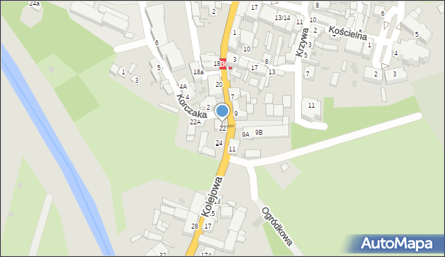 Wąsosz, Kolejowa, 22, mapa Wąsosz