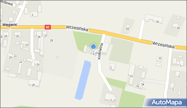 Węgierki, Kościelna, 1, mapa Węgierki