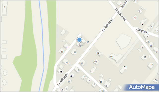 Węgierska Górka, Kościuszki Tadeusza, gen., 33, mapa Węgierska Górka