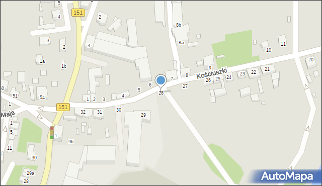 Węgorzyno, Kościuszki Tadeusza, gen., 28, mapa Węgorzyno