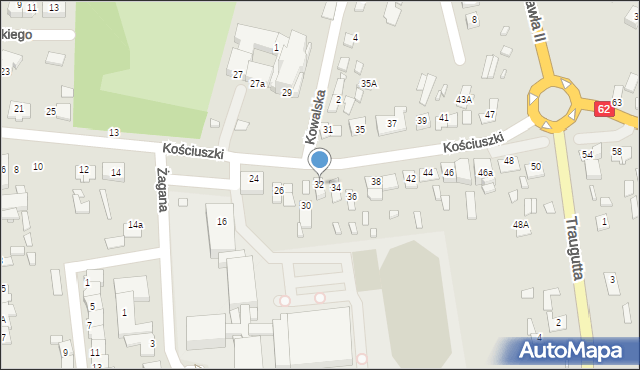 Węgrów, Kościuszki Tadeusza, gen., 32, mapa Węgrów