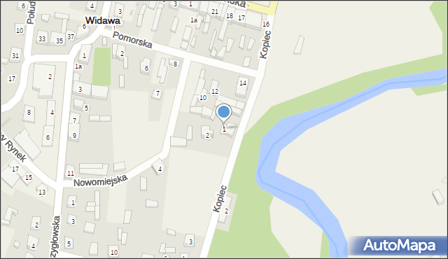 Widawa, Kopiec, 1, mapa Widawa