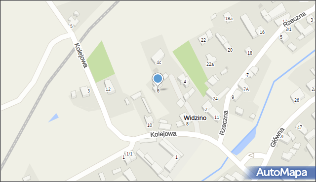 Widzino, Kolejowa, 6, mapa Widzino