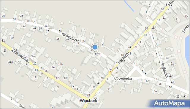 Więcbork, Kościuszki Tadeusza, gen., 3, mapa Więcbork