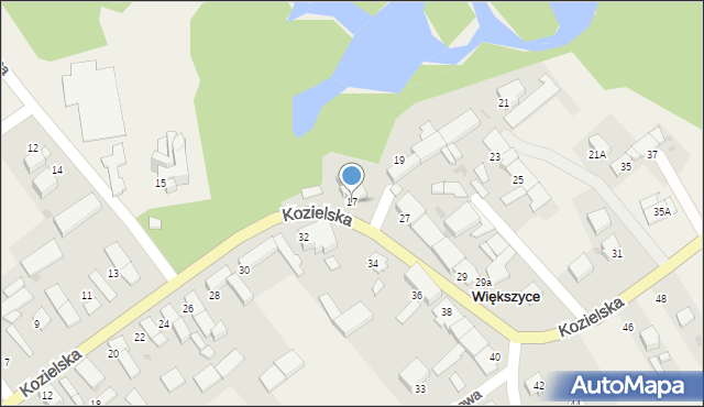 Większyce, Kozielska, 17, mapa Większyce