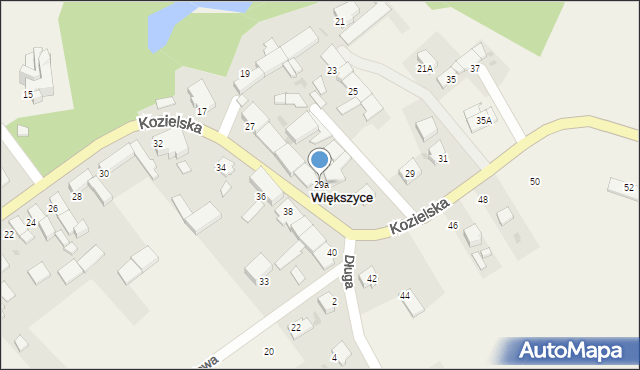 Większyce, Kozielska, 29a, mapa Większyce