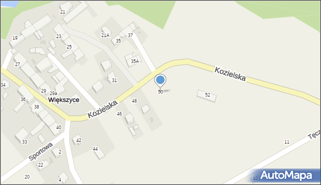 Większyce, Kozielska, 50, mapa Większyce