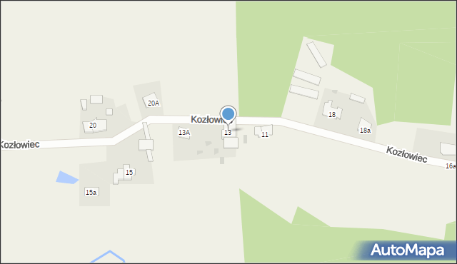 Wielki Komorsk, Kozłowiec, 13, mapa Wielki Komorsk