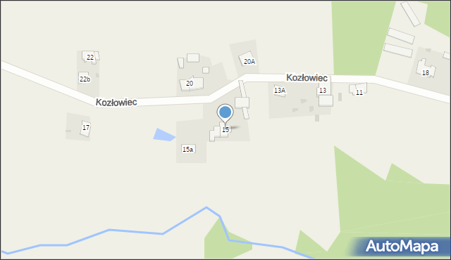 Wielki Komorsk, Kozłowiec, 15, mapa Wielki Komorsk