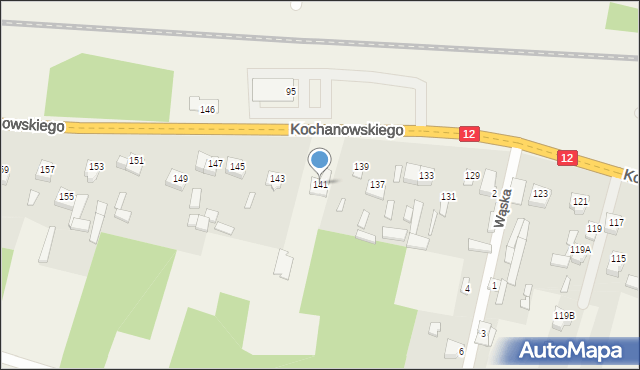 Wieniawa, Kochanowskiego Jana, 141, mapa Wieniawa