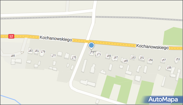 Wieniawa, Kochanowskiego Jana, 173, mapa Wieniawa