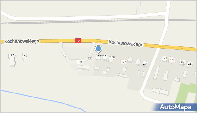 Wieniawa, Kochanowskiego Jana, 183, mapa Wieniawa