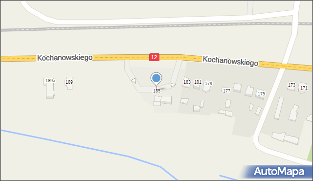 Wieniawa, Kochanowskiego Jana, 185, mapa Wieniawa