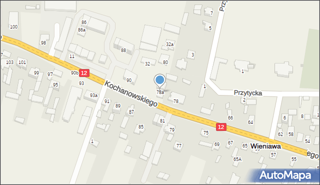 Wieniawa, Kochanowskiego Jana, 78a, mapa Wieniawa