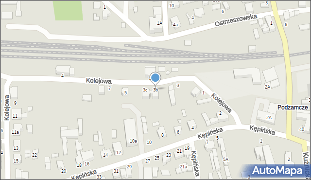 Wieruszów, Kolejowa, 3b, mapa Wieruszów