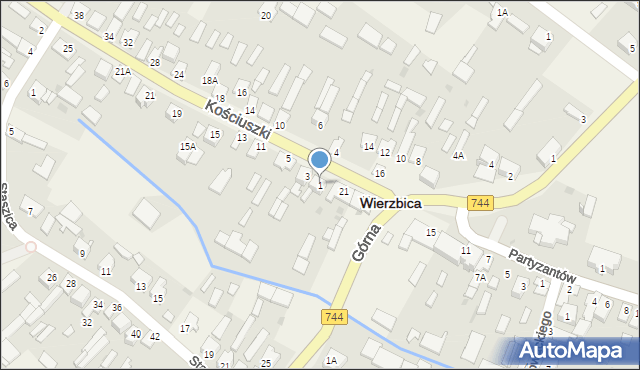 Wierzbica, Kościuszki Tadeusza, gen., 1, mapa Wierzbica