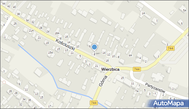 Wierzbica, Kościuszki Tadeusza, gen., 4, mapa Wierzbica