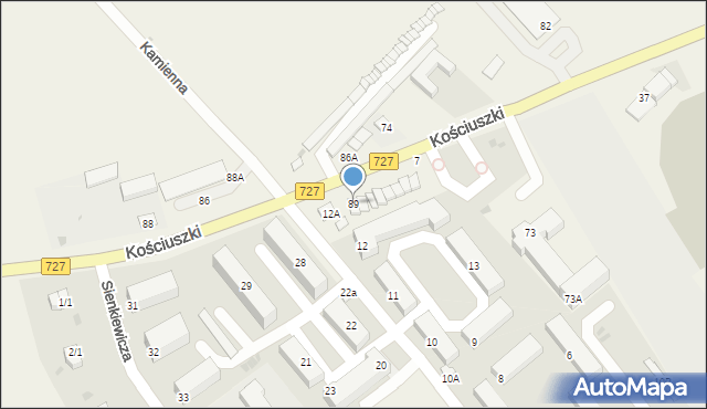 Wierzbica, Kościuszki Tadeusza, gen., 89, mapa Wierzbica
