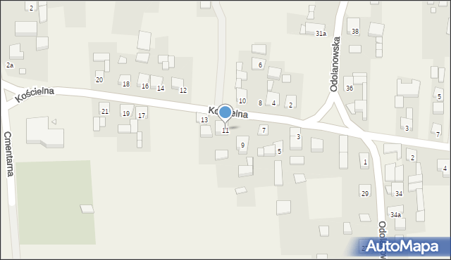 Wierzbno, Kościelna, 11, mapa Wierzbno