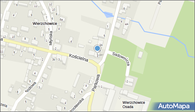 Wierzchowice, Kościelna, 2, mapa Wierzchowice