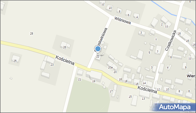 Wierzchowice, Kościelna, 22, mapa Wierzchowice