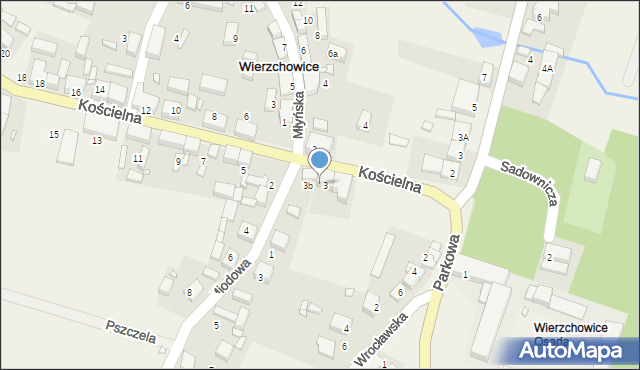 Wierzchowice, Kościelna, 3a, mapa Wierzchowice