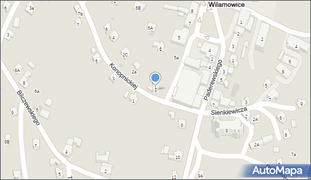 Wilamowice, Konopnickiej Marii, 2, mapa Wilamowice