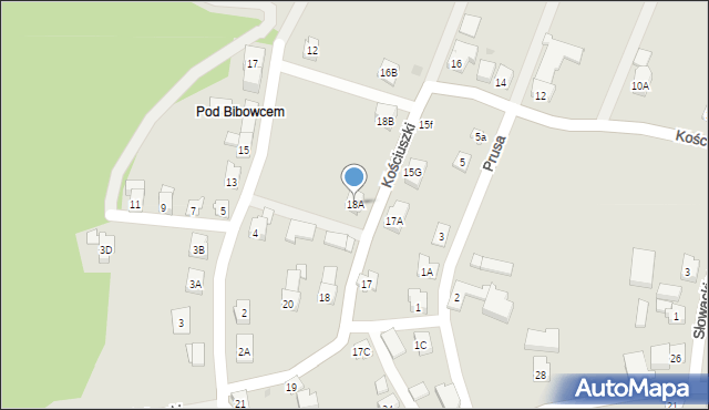 Wilamowice, Kościuszki Tadeusza, gen., 18A, mapa Wilamowice