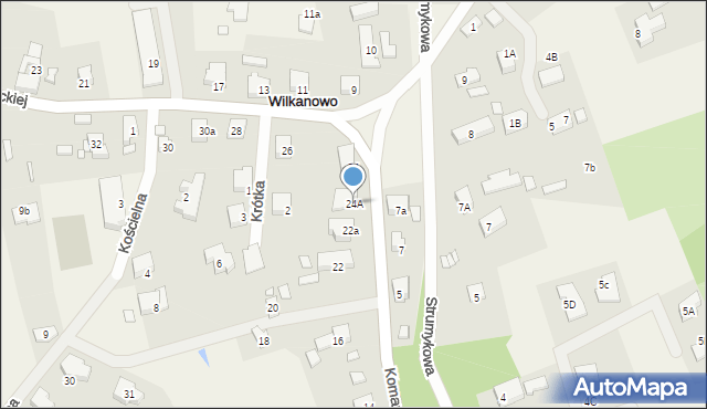 Wilkanowo, Komarnickiej Wandy, 24A, mapa Wilkanowo