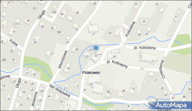 Wilkowice, Kościelna, 11, mapa Wilkowice