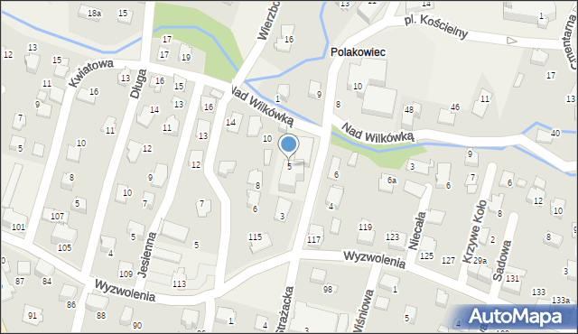 Wilkowice, Kościelna, 5, mapa Wilkowice