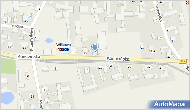 Wilkowo Polskie, Kościańska, 17, mapa Wilkowo Polskie