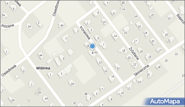 Wiślinka, Koralowa, 8, mapa Wiślinka