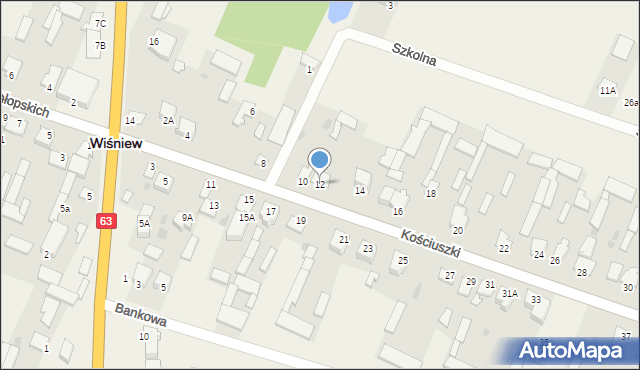 Wiśniew, Kościuszki Tadeusza, gen., 12, mapa Wiśniew