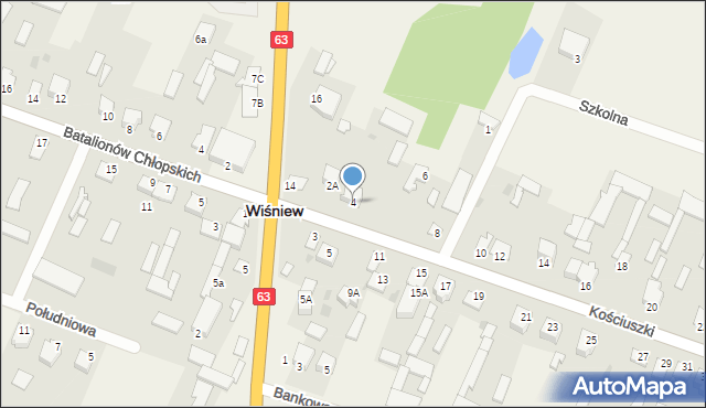 Wiśniew, Kościuszki Tadeusza, gen., 4, mapa Wiśniew