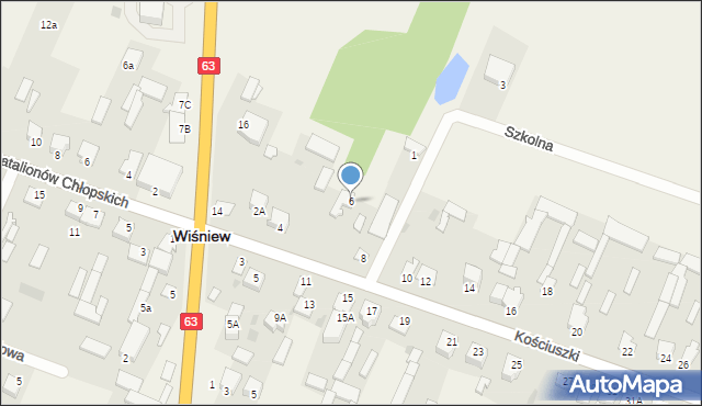 Wiśniew, Kościuszki Tadeusza, gen., 6, mapa Wiśniew
