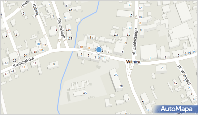 Witnica, Kostrzyńska, 1a, mapa Witnica