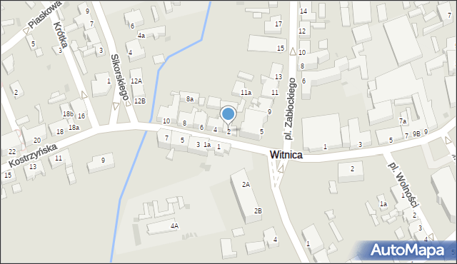 Witnica, Kostrzyńska, 2, mapa Witnica