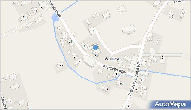 Witoszyn, Kombatantów, 4, mapa Witoszyn