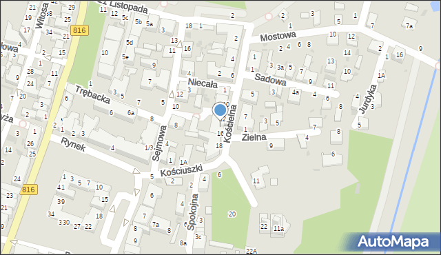 Włodawa, Kościelna, 14, mapa Włodawa