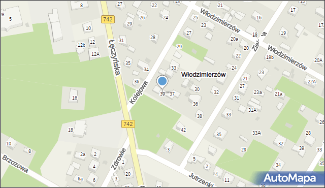 Włodzimierzów, Kolejowa, 39, mapa Włodzimierzów